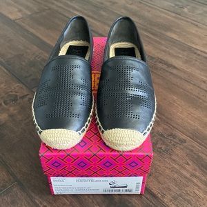 TORY BURCH PERFORATED LOGO FLAT ESPADRILLE